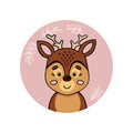 Deer. Cute funny hand drawn animal sticker or label.